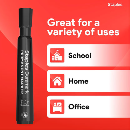 STAPLES Permanent Markers, Ultra Fine Tip, Black, 12 Pack – Duramark Precision Markers for Writing, Drawing & Labeling