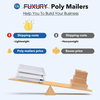 Fuxury Poly Mailers 10x13 Inch 100 Pack,Shipping Bags for Clothing,Strong Adhesive Mailing Envelopes,Heavy Duty Self Seal Plastic Postal Return Package Bags for Books Accessories Business,White