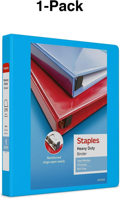 Staples Heavy-Duty 2-Inch D-Ring View Binder, Reinforced Spine, Holds Up to 450 Sheets, Gray, for Office & School