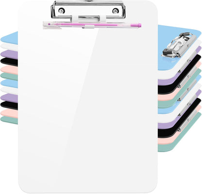 SFLHHDM 1 Pcs Clear Glitter Clipboards, Plastic Clipboard with Pen Holder, Size 8.85 x 12.4 in Shiny Clipboards with Low Profile Clip, Cute Hanging Clipboard for Office School Sparkly Clip Board-Pink