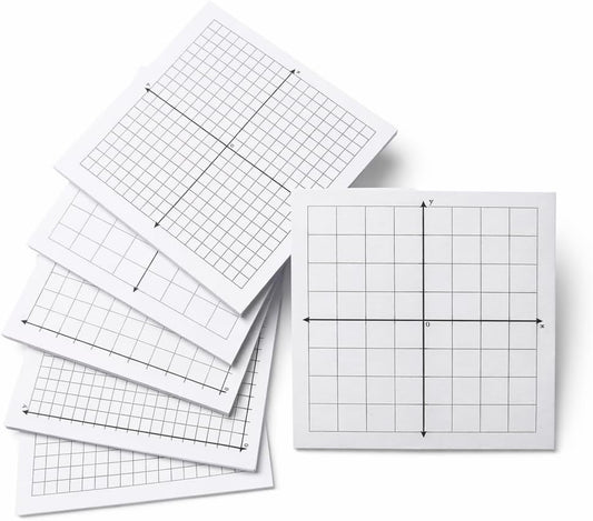 Graph Paper Sticky Notes - 6 Pads for Students, 3x3 Inch, Notepad with Math Quadrants and Grid Lines, Homeschooling Tools, Peels Off Cleanly, White