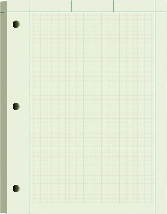 Engineering Computation Pad, 6 Pack Engineering Paper 8.5 x 11, 5x5 Quad Ruled, Top Glue Binding Engineering Notebook 8.5 x 11, 3-Hole Punched Grid Paper, Graph Paper Notebook 100 Sheets Per Pad