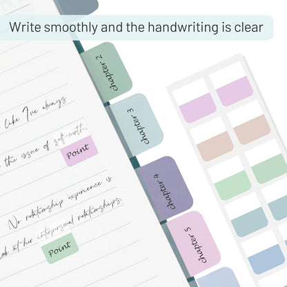 Sticky Index Tabs - 240 Repositionable Page Markers for Notebooks & Books, Transparent Writable Tabs for Office & School (1x1 Inch)