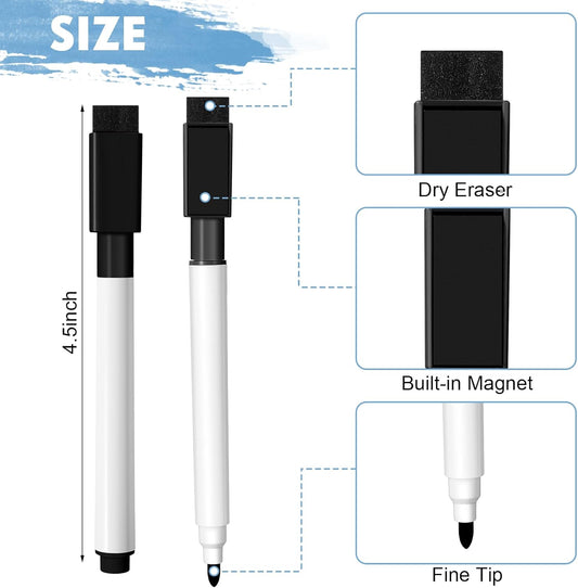 Kosiz 320 Pcs Magnetic Dry Erase Markers, Multicolor Marking Pens with Fine Point Tip, Erasable Caps, Ideal for Whiteboard Dry Erase Boards School Office Home