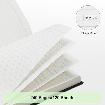 Comix 6 Pack Lined Journal Notebooks for Work, 240 Pages, 5.5"x8.3", Black, Hardcover, A5 Medium College Ruled, Journaling Notebooks for Notes-Taking, Fits for Office School Home