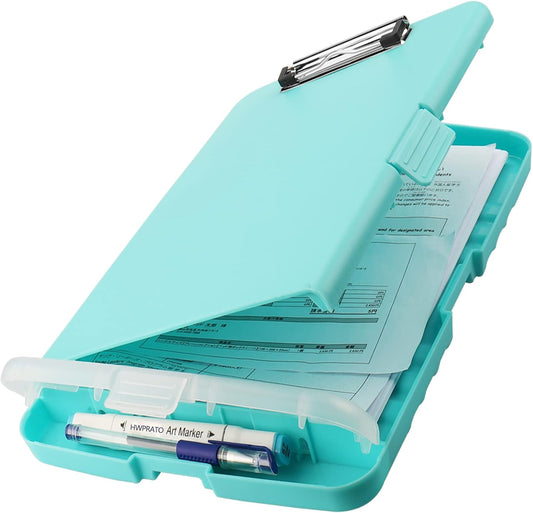 HWPRATO Clipboards Organizer Clipboard with Storage Nursing Clipboard Foldable File Folder Plastic Folio with Storage Case for Teacher,Kids,Doctor,Offices (Retro Blue)