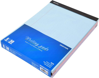 Mintra Office White Legal Pads – Ruled Notepads and Micro-Perforated Sheets, Ideal for Writing, Note-Taking & Creativity, Office, or Professional Use, Basic Pad 6 pack, 8.5"x11" (Narrow Ruled)