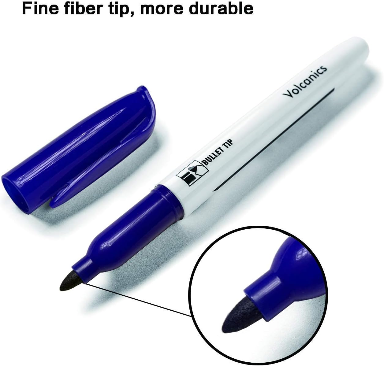 Volcanics Black Dry Erase Markers Low Odor Fine Whiteboard Markers Thin Box of 12