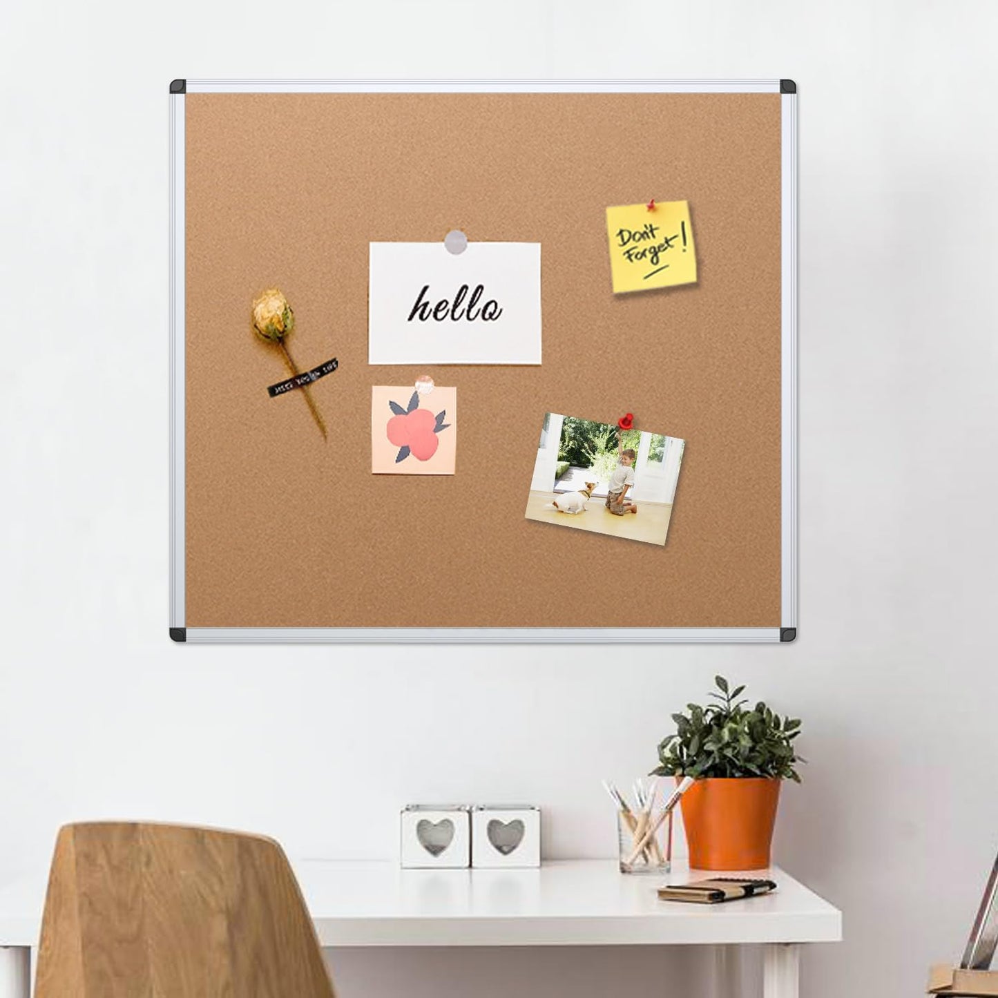 VIZ-PRO Cork Notice Board Bulletin Board, 96 X 48 Inches, Pack of 2, Silver Aluminium Frame