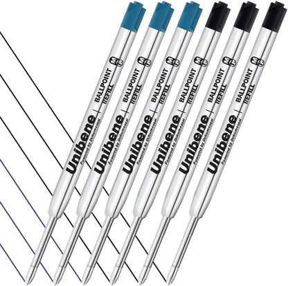 Unibene Parker Compatible Ballpoint Refills 12 Pack,1.0mm Medium Point-Black, Smooth Writing Replaceable German Ink Tactical Pen Refills for Parker Ballpoint/UZI Pen
