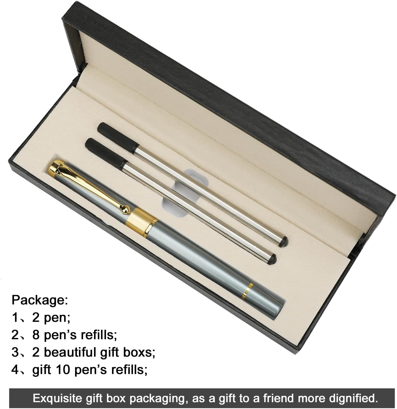 YIVONKA Ballpoint Pen Black Refill,Luxury Ballpoint Line width 0.5mm,Best Ball Pen Gift Set for Men & Women Professional Executive,Office,Nice BallPens Classy Gift Box (Black)