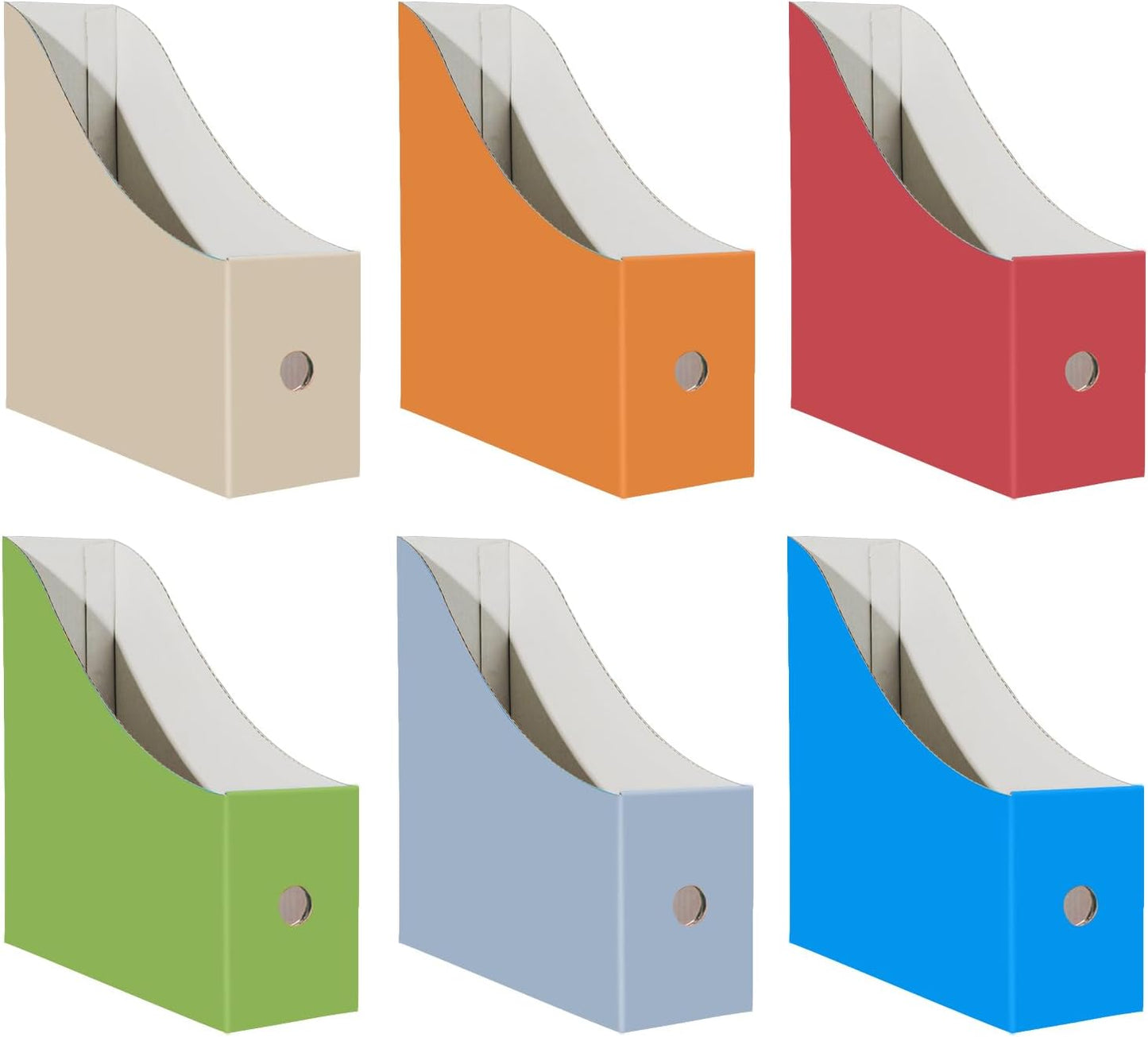 Limitliho 6 Pack Cardboard Magazine Holder for Desk, Book Bins for Classroom Library,Office,Home, 10.6" H x 10.2" L x 3.5" W in Magazine File Holder (Elegant color)