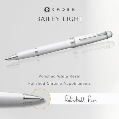 Cross Bailey Light Polished Blue Resin Rollerball Pen - Professional Pen for Effortless Writing - Journaling, Note-Taking & More - Black Ink - Easy Handling - Includes Gift Box