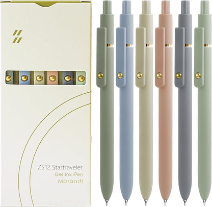 UIXJODO Gel Pens, 5 Pcs 0.5mm Black Ink Pens Fine Point Smooth Writing Pens with Silicone Grip, High-End Series Metal Clip Retractable Pens for Journaling Note Taking (Vintage)