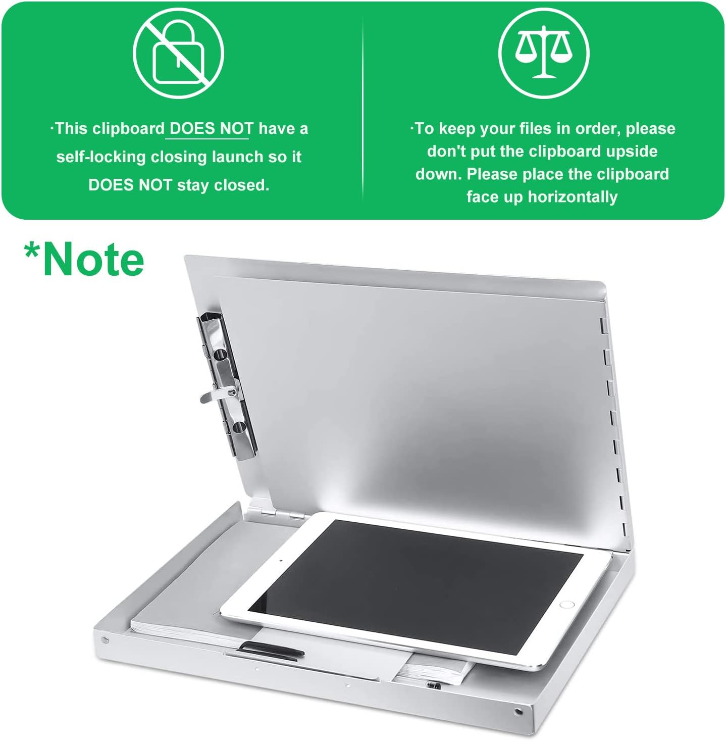Sunnyclip Aluminum Clipboard with Storage (Letter Size), Metal Recycle Form Holder Portfolio Binder with Clip Inside Posse Box, for Office Business Medical Professionals Stationer