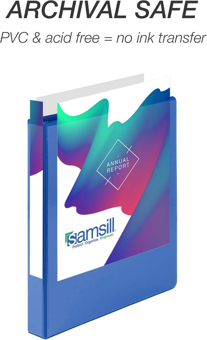 Samsill 1.5 Inch 3 Ring Binders, Economy Round Ring, Clear View Cover, 325 Sheet Capacity - for School, Home, Office - White, 4 Pack