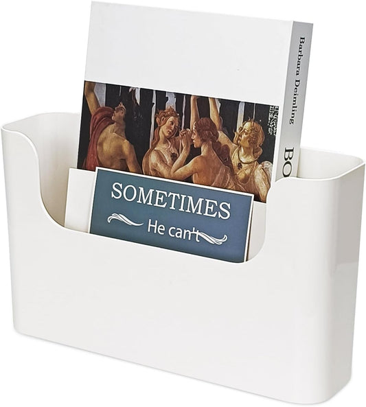 Wall File Holder - White Plastic Wall Mount File Organizer for Office, Home, Classroom