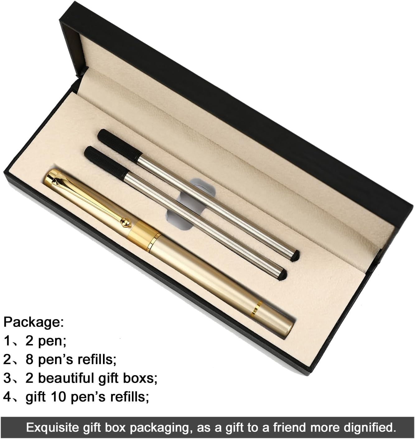 YIVONKA Ballpoint Pen Black Refill,Luxury Ballpoint Line width 0.5mm,Best Ball Pen Gift Set for Men & Women Professional Executive,Office,Nice BallPens Classy Gift Box (Black)