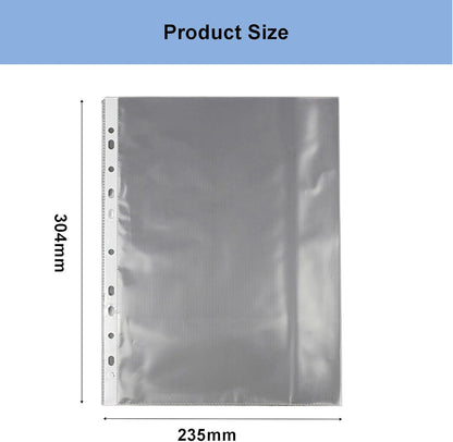 A4 Punched Pocket, Sheet Protectors, 100 Pages Clear Sheet Protectors for Binders, Heavy Duty Plastic Page Protectors Sheet Reinforced 11-Hole, Top Loading Paper Protector for Home, Office