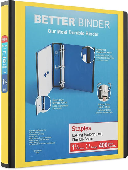 Staples Better Binder 2-Inch D-Ring View Binder, Reinforced Spine, Holds Up to 540 Sheets, Teal, for Office & School