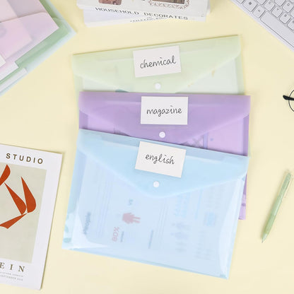 EOOUT 36 Pack Plastic Envelopes Poly Folders, Plastic File Folders with Snap Closure, A4 Size File Envelopes with Label Pocket for Documents School Office Supplies