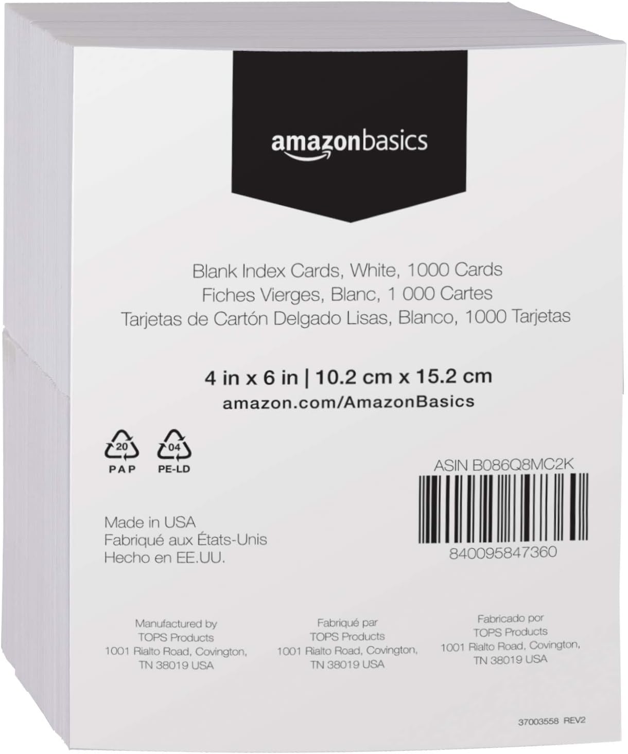 Amazon Basics Ruled Lined Index Cards for Study, Notes and Recipes, White, 3" x 5", 1,000 Count (10 Pack of 100)