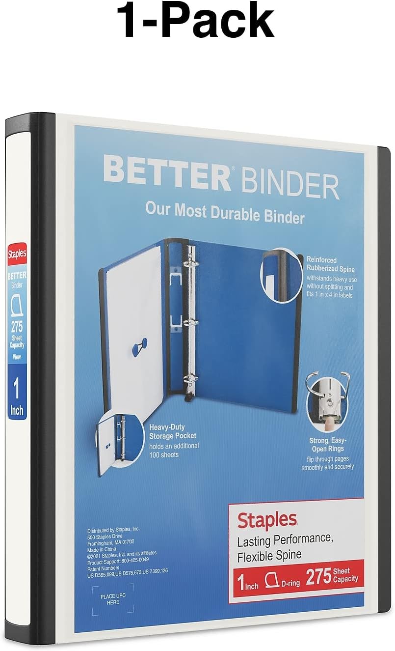 Staples Better Binder 2-Inch D-Ring View Binder, Reinforced Spine, Holds Up to 540 Sheets, Teal, for Office & School