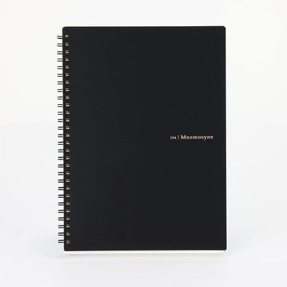 Maruman Mnemosyne Lined Notebook- A4, 11.69" x 9.25", 70 Sheets / 140 Pages, 7mm College Ruled Journal, Perforated Pages & Wire-Bound to Lay Flat, Black, Made in Japan