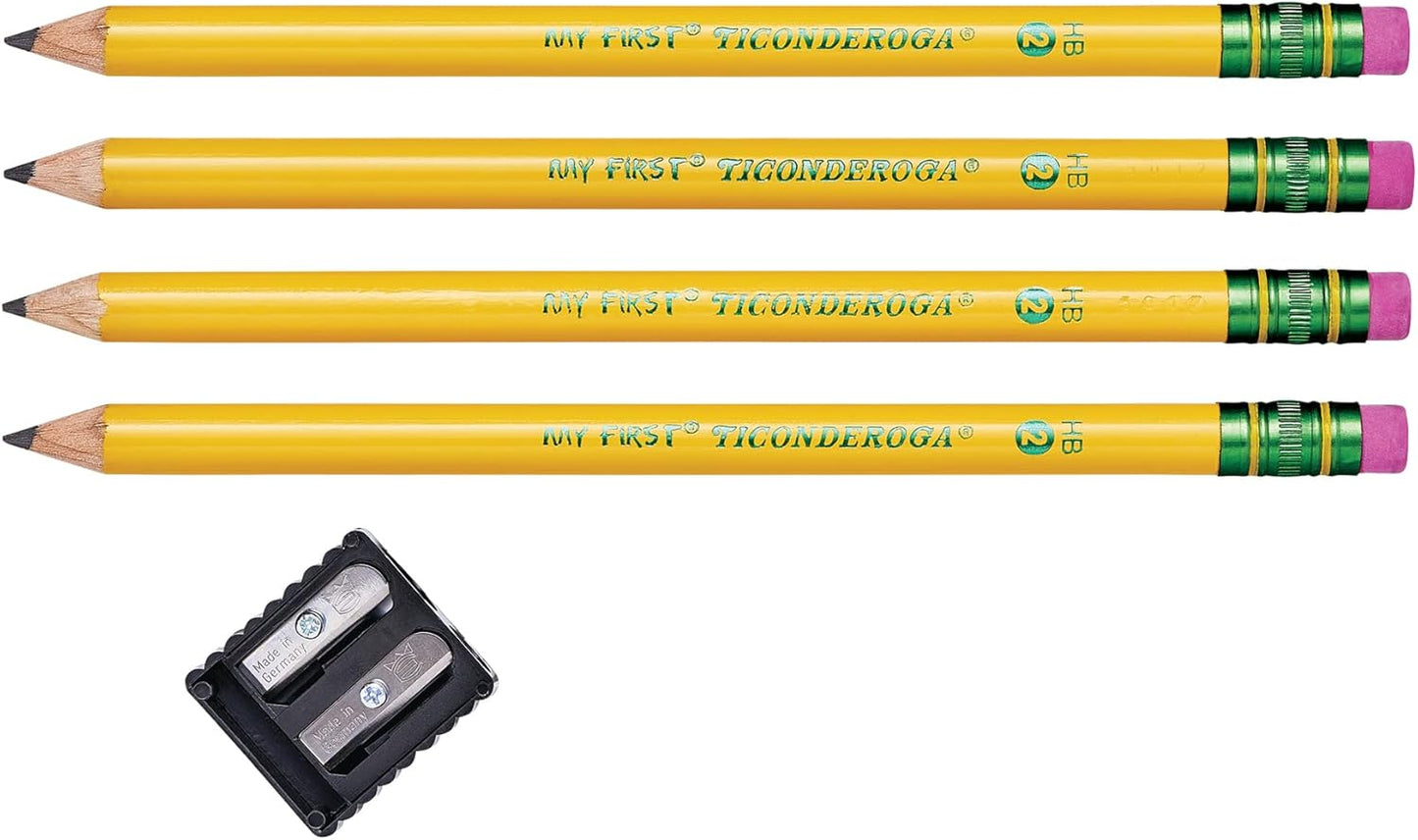 Ticonderoga My First Wood-Cased Pencils, Pre-Sharpened, 2 HB, Yellow, 12 Count