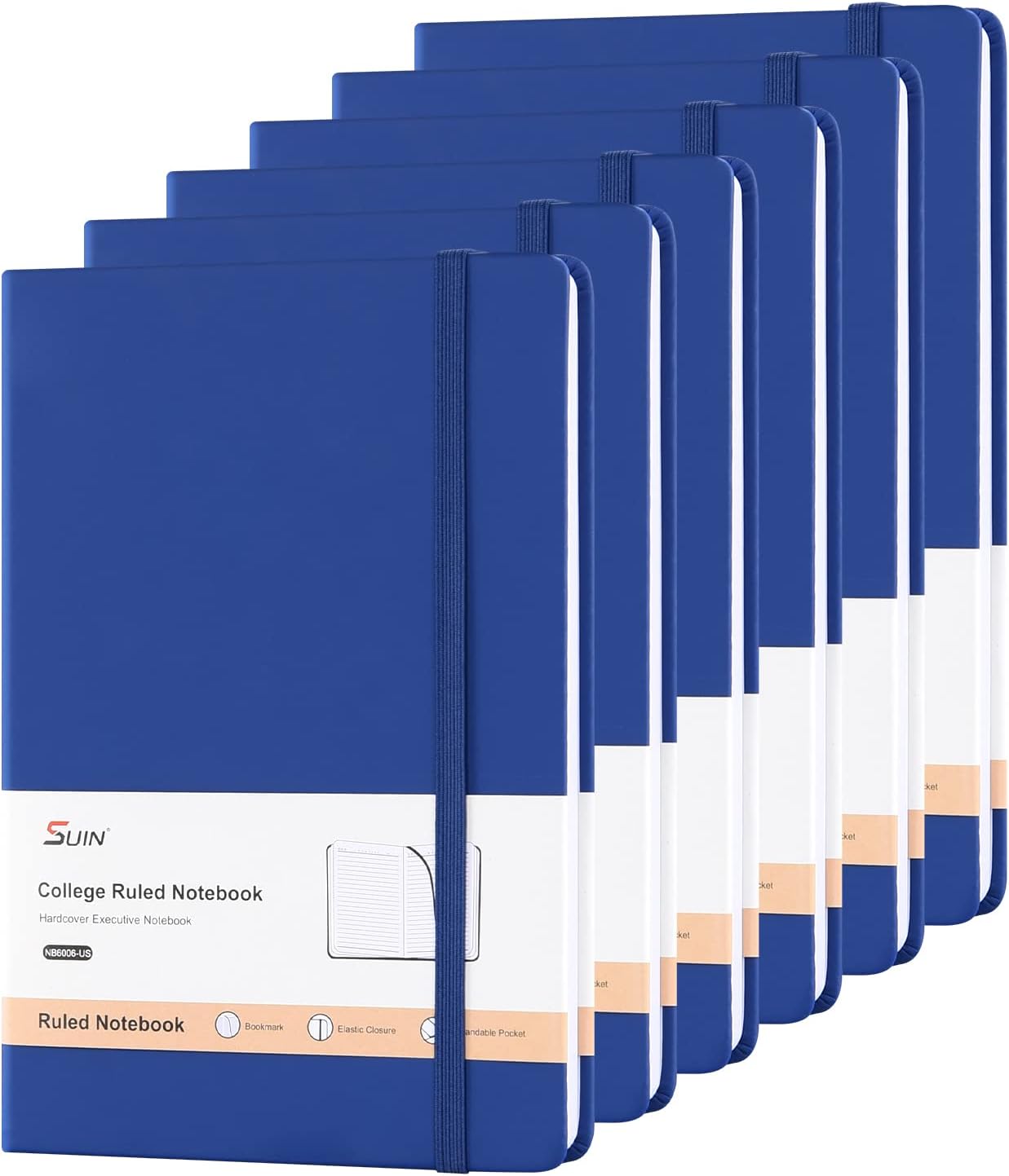 SUIN Hardcover-Journal-Notebooks, A5 Lined Journals Notebook for Writing 200 Pages, 8.2 x 5.5 inch, Classic Ruled Notebooks for Work/Travel/College (Black- 1 Pack)