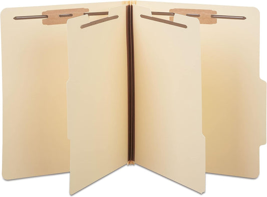 Staples Classification Folders, Letter Size, 2‑Dividers, 2.5" Expansion, Manila, Heavy‑Duty Construction – 20/Carton