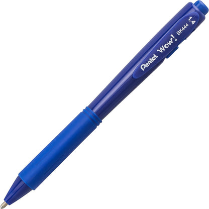 Pentel Wow! Retractable Ballpoint Pen, (1.4mm), Bold Line, Black Ink, Pack of 8 (BK444BP8A)