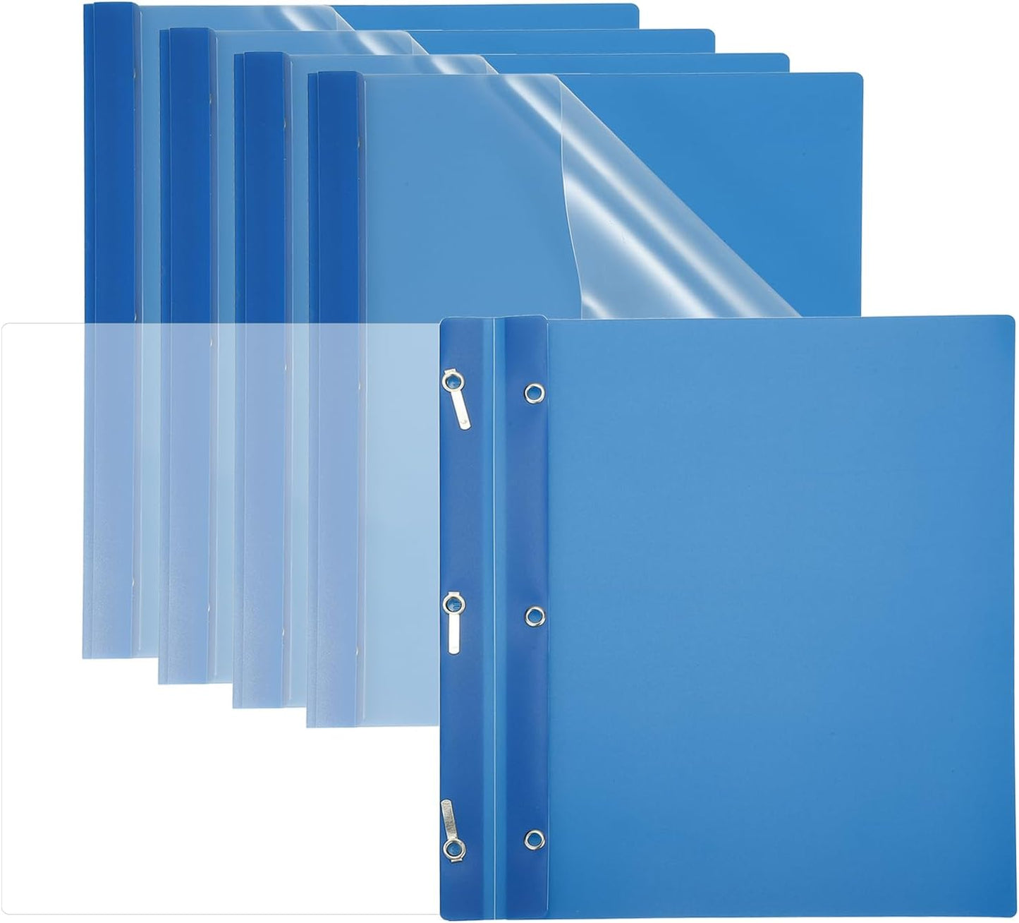 PATIKIL Plastic Report Covers with Prong, 5 Pcs 80 Sheet Clear Front Presentation Binders with 3 Metal Prong Fasteners Report Folder for Resume Documents Files Letter, Purple