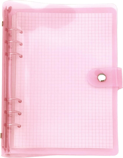 A6 A5 6-Holes Colorful PVC Cover Round Ring View Binder with Snap Button Closure File Folder for Loose Leaf Sheet Protectors Notebook Refill (Pink Daisy, A5 Mini Set) - Colors A