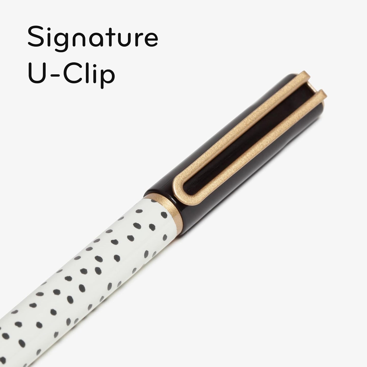 U Brands Catalina Felt Tip Pens, Set of 12, Stripes and Dots with Gold Details, Medium (0.7 mm) Point, Black Ink
