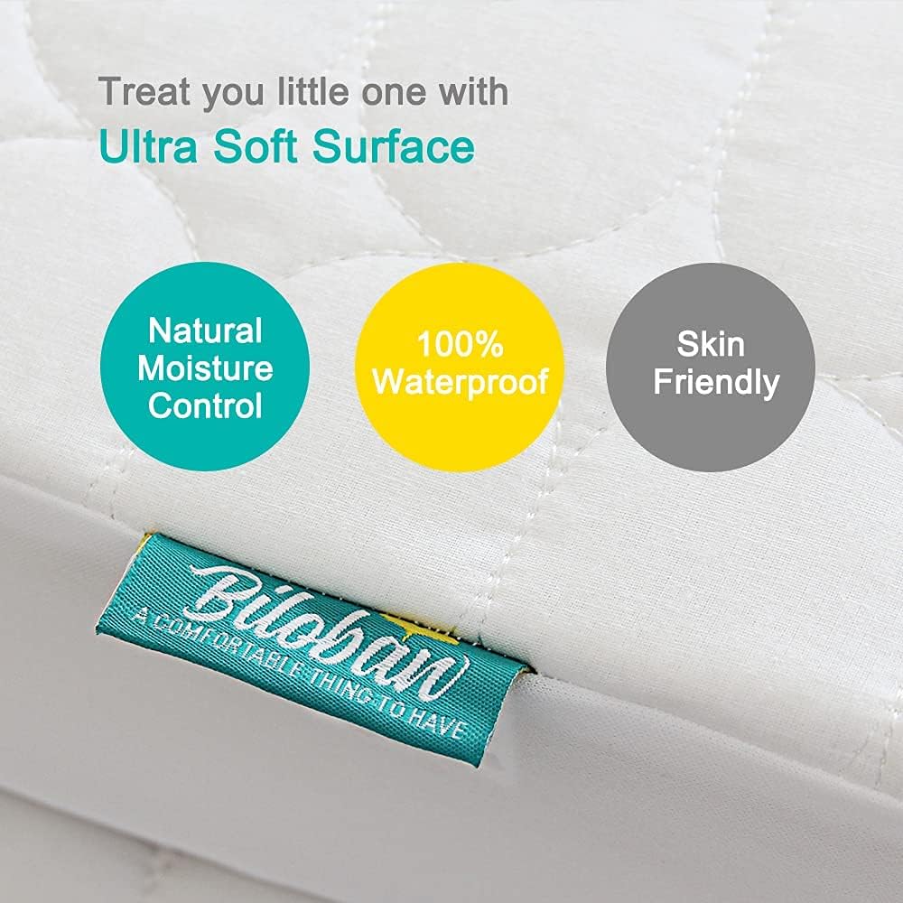 Pack and Play Sheets and Waterproof Pack n Play Mattress Protector Pad Cover 4 Pack Set, Ultra Soft Pack n Play Mattresses Sheets Compatible with Graco Pack n Play, Grey&Navy