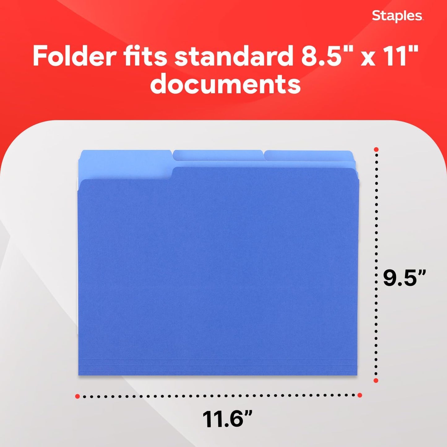 Staples File Folders, Letter Size, 1/3‑Cut Tabs, Purple, Durable 10.5‑Point Paper Stock, 100/Pack