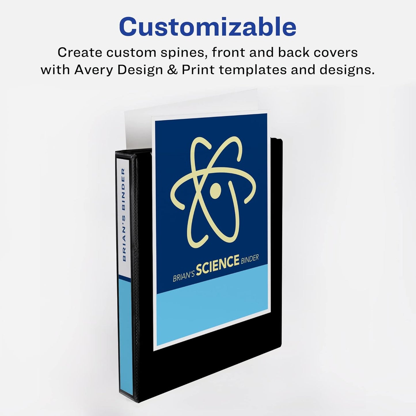 Avery Heavy-Duty View 3 Ring Binder, 1" One Touch Slant Rings, Holds 8.5" x 11" Paper, 1 Black Binder (05300)