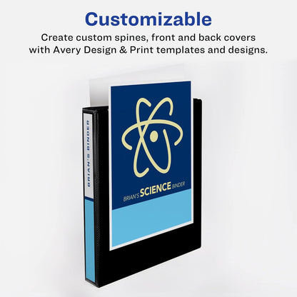 Avery(R) Durable View 3 Ring Binder, 1-1/2 Inch EZD Rings, 1 Black Binder (09400)