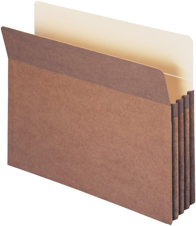 Smead File Pocket, Straight-Cut Tab, 3-1/2" Expansion, Letter Size, Redrope, 25 per Box (73224)