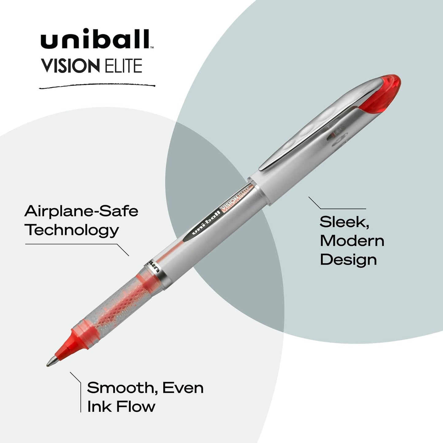 uni-ball uniball Vision Elite Rollerball Pens with 0.8mm Bold Point, Red, 12 Count
