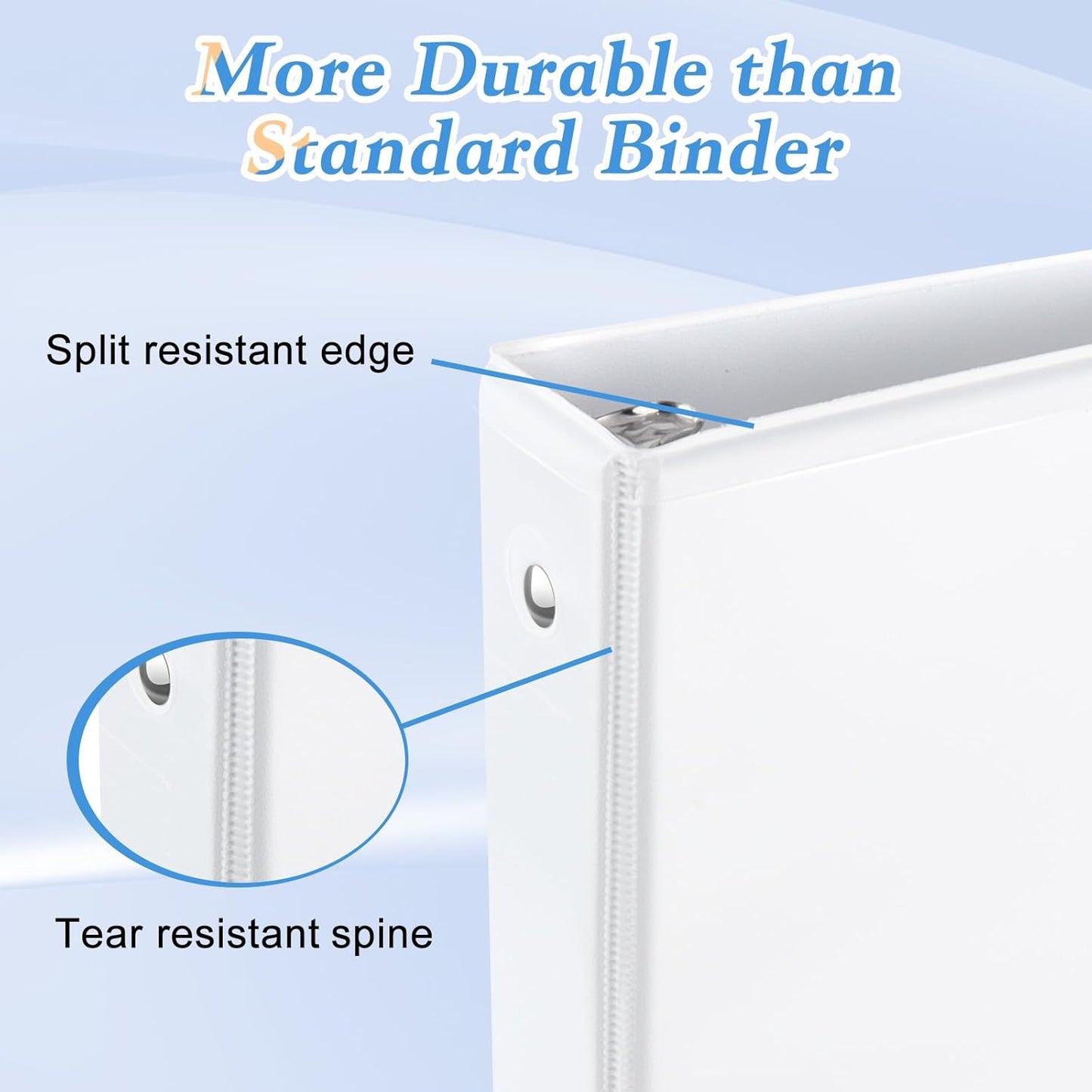 CIXILDTS 0.5-inch Round Ring Binder, Durable 1/2" 3 Ring Binder Fit Letter Size Paper, Presentation View Binders, White,12-Pack