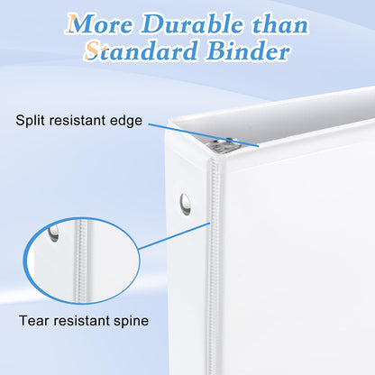 CIXILDTS 0.5-inch Round Ring Binder, Durable 1/2" 3 Ring Binder Fit Letter Size Paper, Presentation View Binders, White,12-Pack