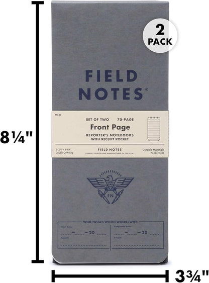 Field Notes - Front Page 2-Pack of Reporter's Notebooks - 3.75" x 8"