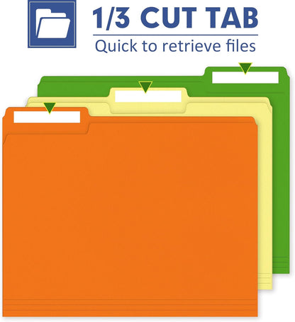 File Folder, PANDRI 220 Pack File Folder, 1/3 Cut Tab, Letter Size, Filing Folder for Office School Business, Manila
