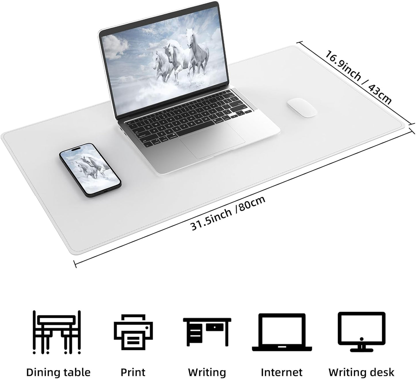 Large Desk Mat 47.2" x 17" Leather Desk Pad Protector with Natural Cork & PU Leather, Non-Slip Office Desk Mat, Large Mouse Pad, Waterproof Desk Blotter pad for Office&Home(Black)