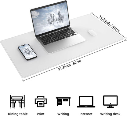 Large Desk Mat 47.2" x 17" Leather Desk Pad Protector with Natural Cork & PU Leather, Non-Slip Office Desk Mat, Large Mouse Pad, Waterproof Desk Blotter pad for Office&Home(Black)