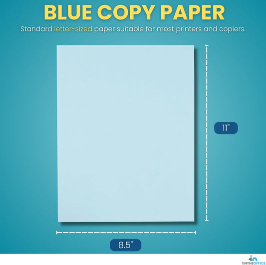 1InTheOffice Blue Copy Paper 8.5 x 11, Colored Copy Paper, Letter Size, 20lb Density, (500 Sheets)