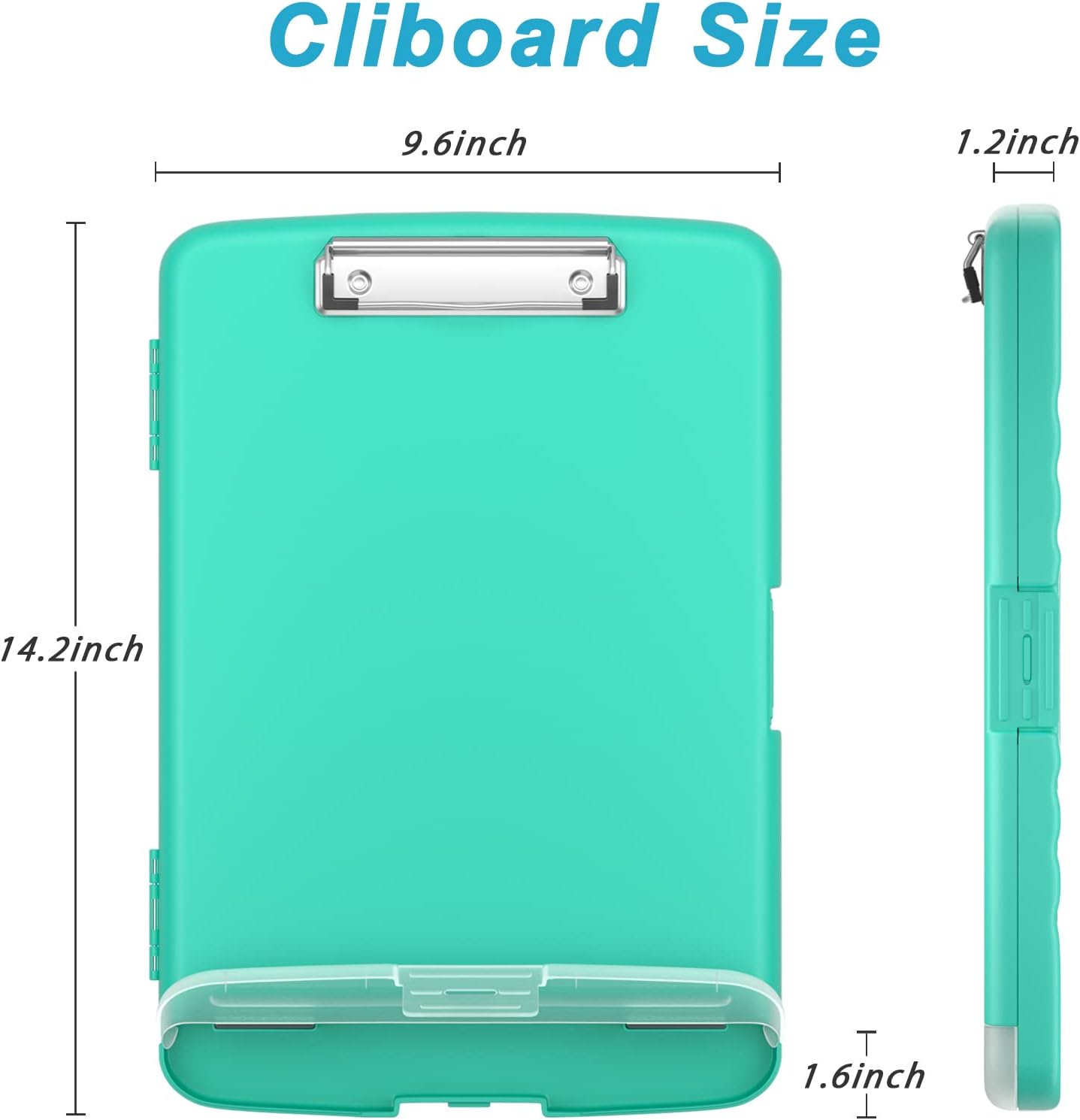 Rimilak Plastic Clipboard with Storage, 8.5 x 11 High Capacity Folio Nursing Case with Pen Holder, Size 14.2 x 9.6 x 1.2″ Folder Side-Opening for Classroom, Teacher, Smooth Writing, Dark Green