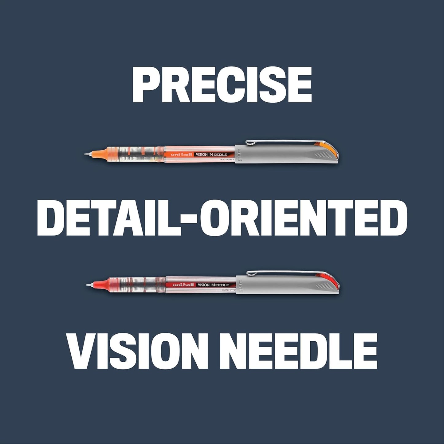 uniball Vision Needle Rollerball Pen, Fine Point (0.7mm), Red Ink, 6 Pens